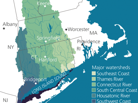 Map showing the southern portion of the LI Sound watershed